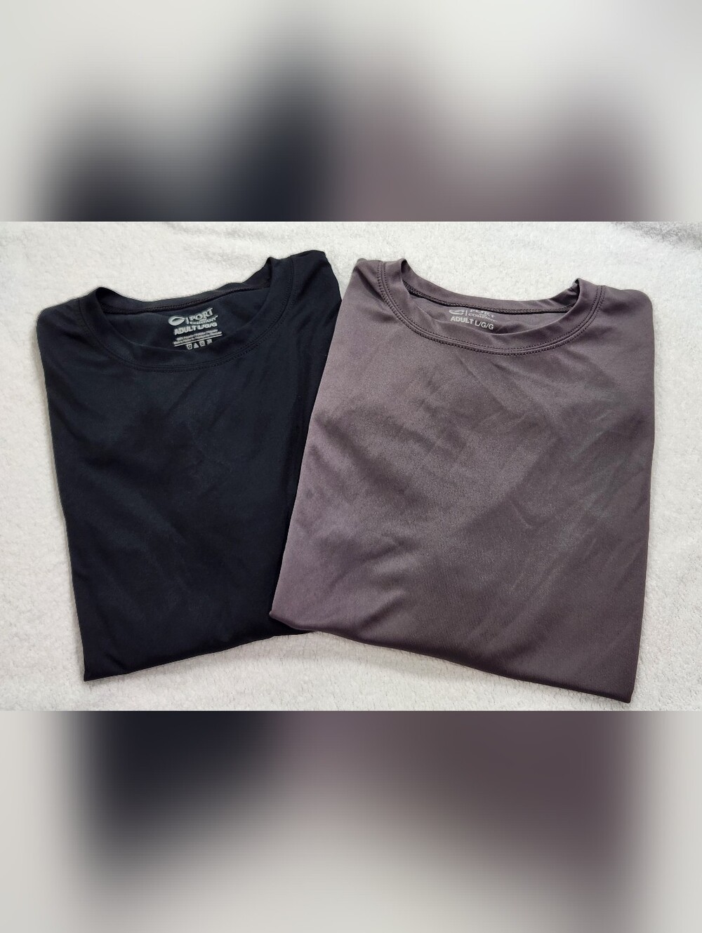 Port and Company Black and Gray Short Sleeve Polyester Tees NWOT